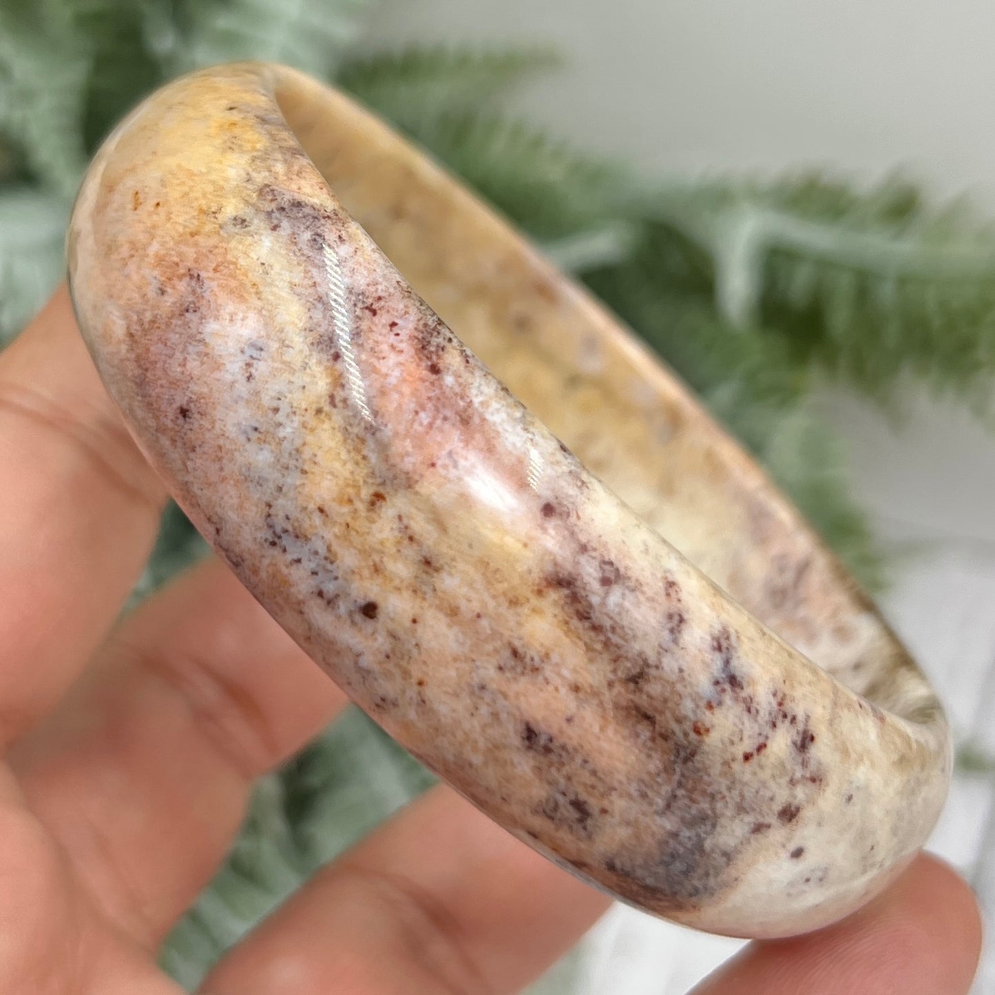 Ocean Sea Jasper Gemstone Bangle Wearable Crystal Jewellery 64mm Diameter