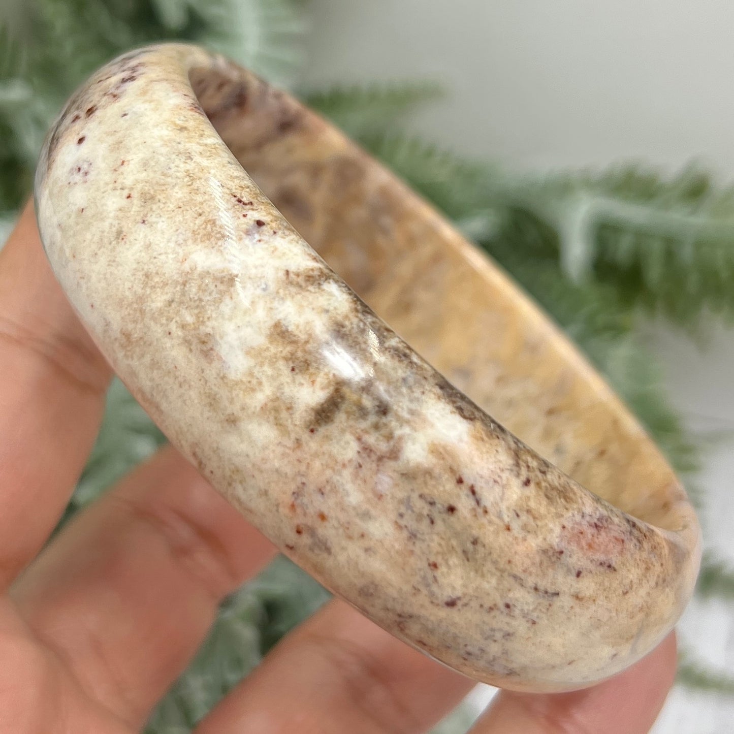 Ocean Sea Jasper Gemstone Bangle Wearable Crystal Jewellery 64mm Diameter