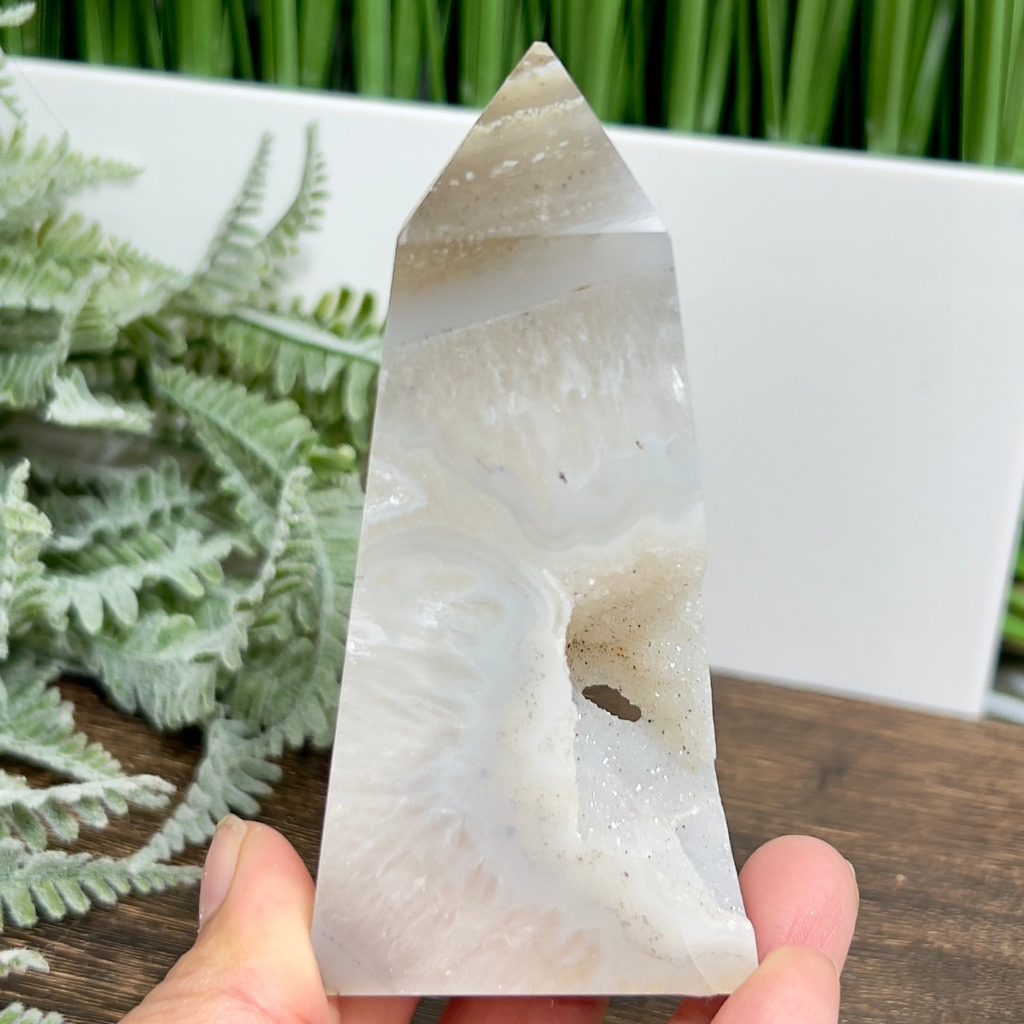 Agate Tower Point Druzy Healing Crystal Generator  188g 98mm