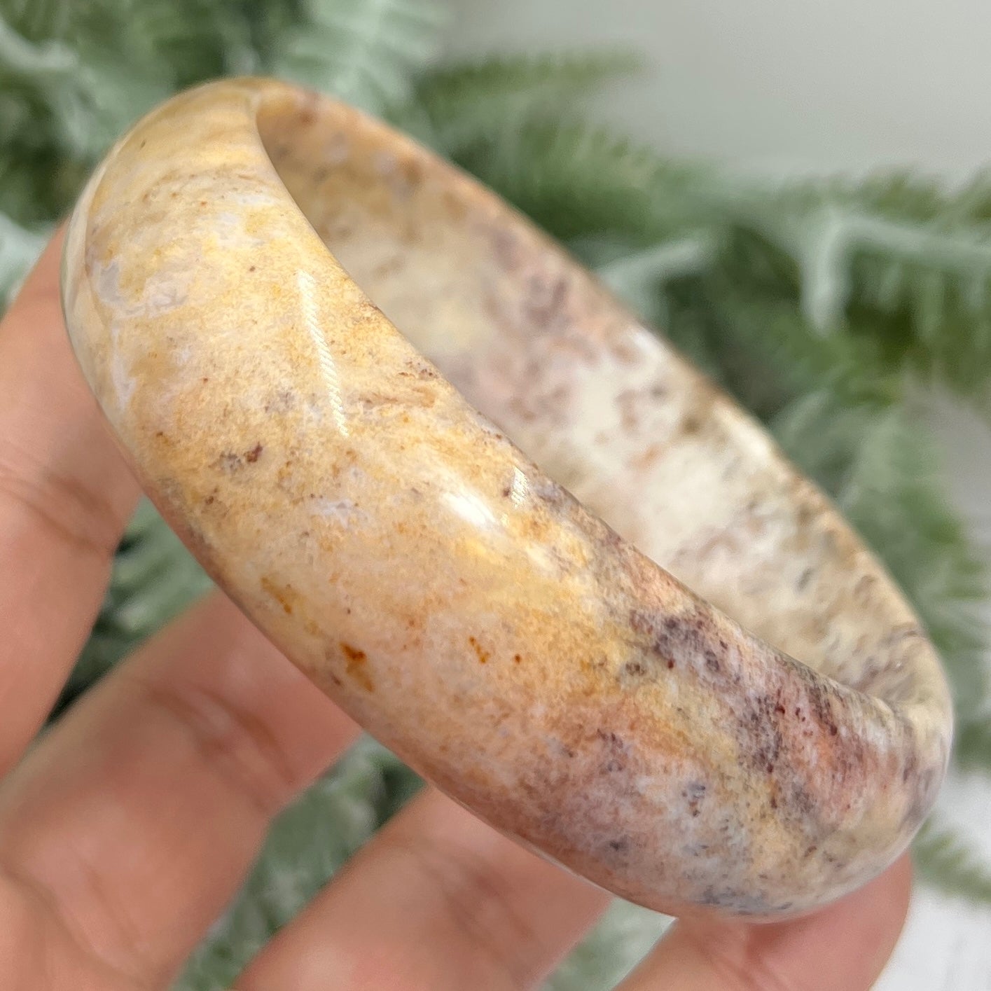 Ocean Sea Jasper Gemstone Bangle Wearable Crystal Jewellery 64mm Diameter
