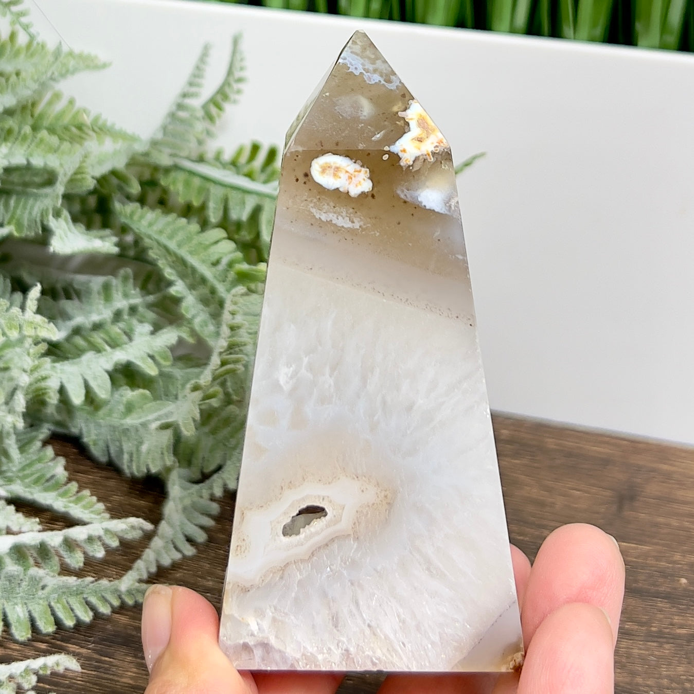 Agate Tower Point Druzy Healing Crystal Generator  188g 98mm