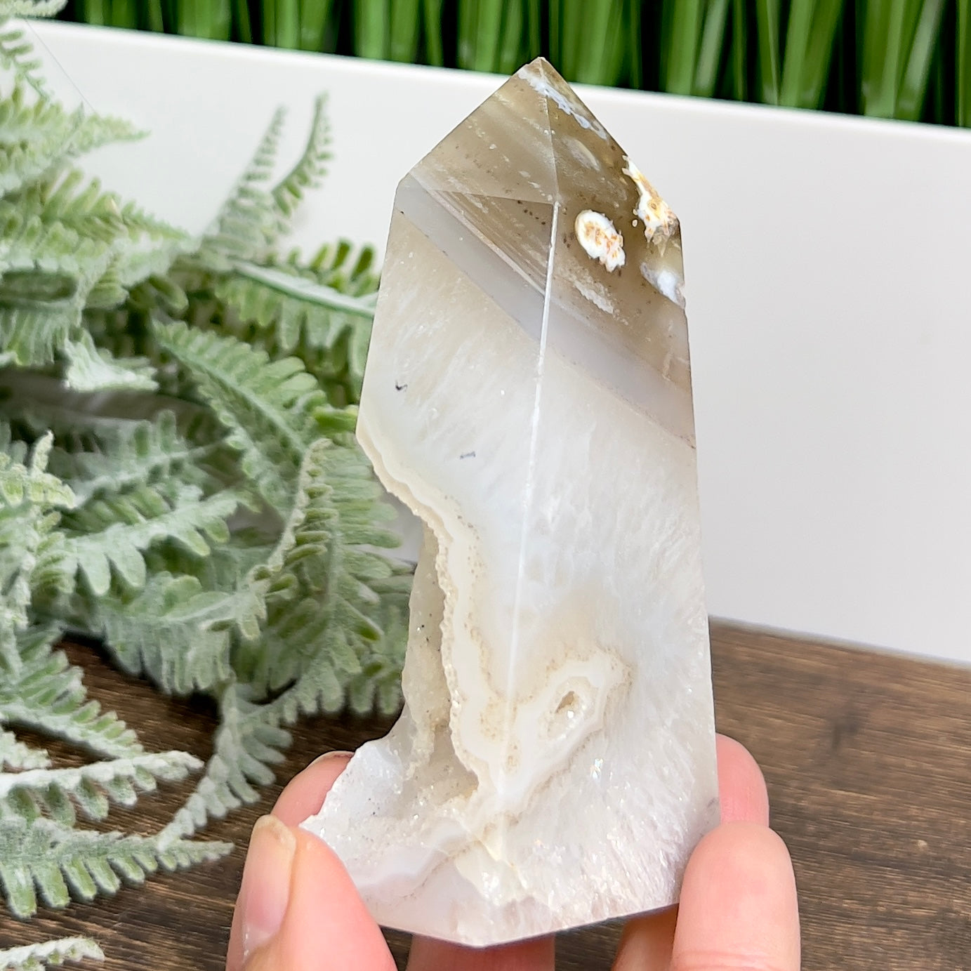 Agate Tower Point Druzy Healing Crystal Generator  188g 98mm