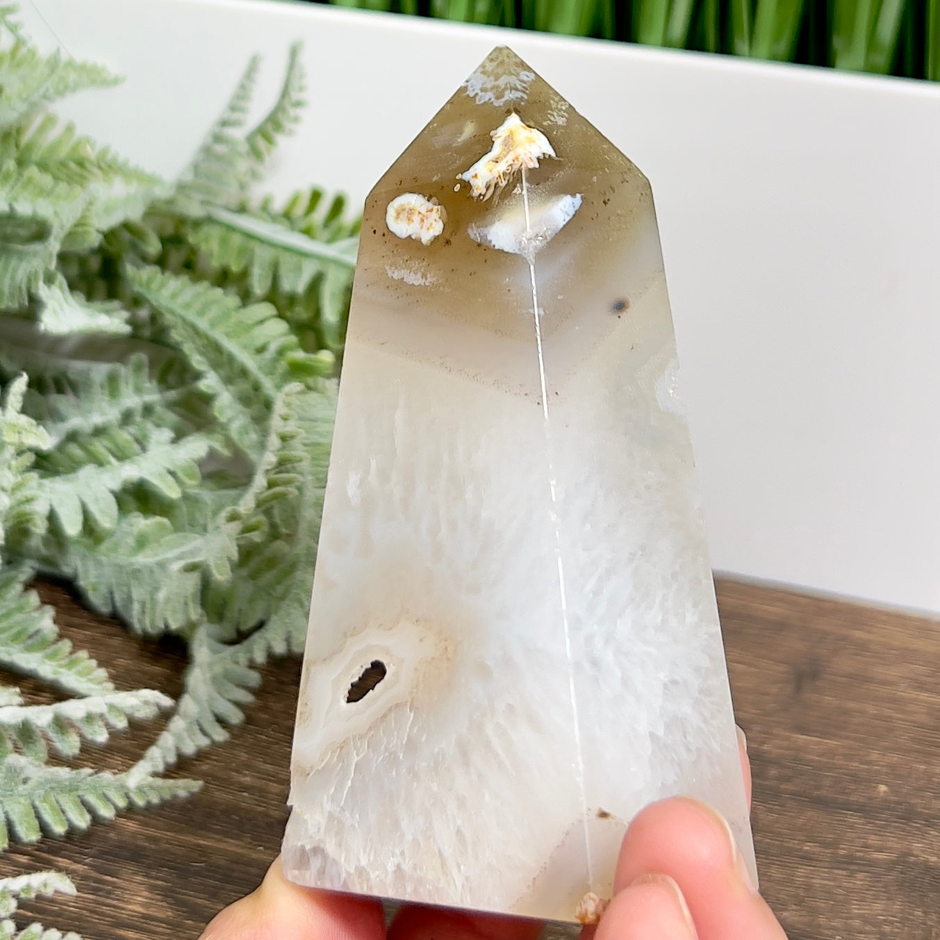 Agate Tower Point Druzy Healing Crystal Generator  188g 98mm