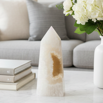 Agate Tower Point Druzy Healing Crystal Generator 223g 98mm
