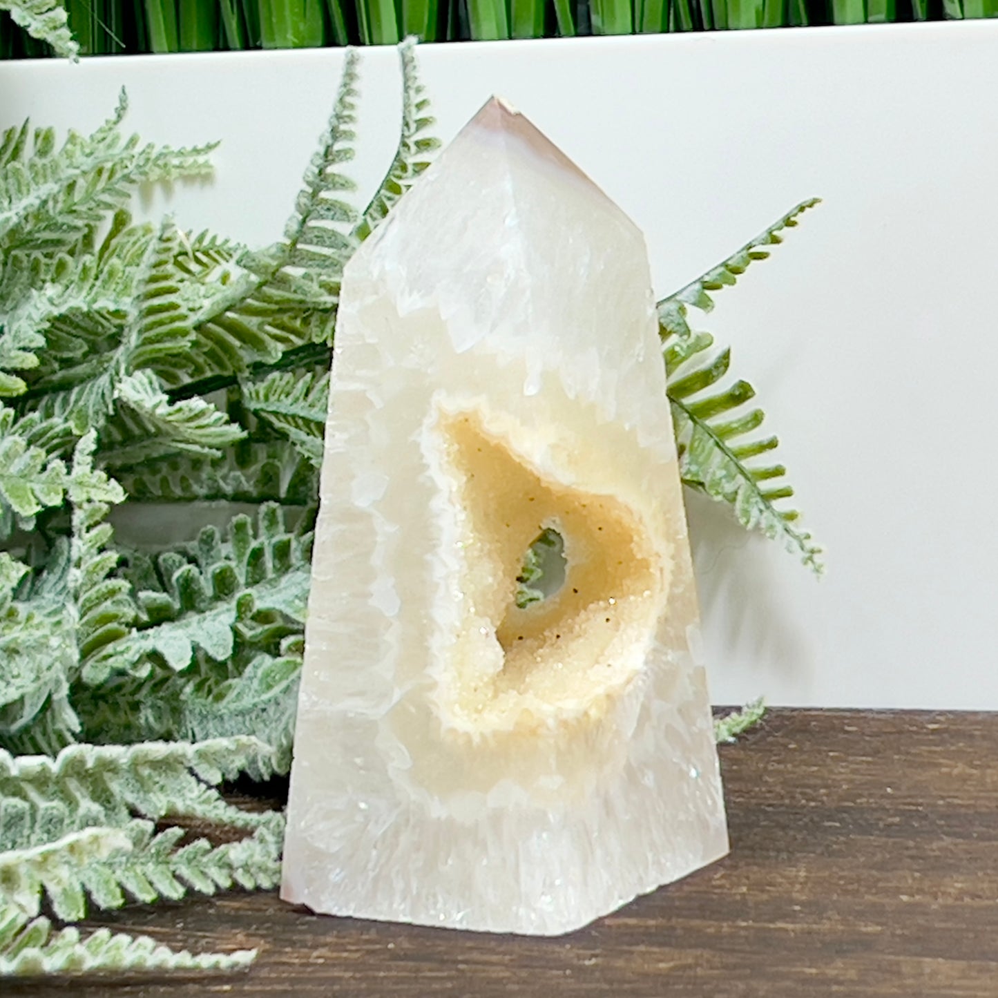 Agate Tower Point Druzy Healing Crystal Generator 223g 98mm