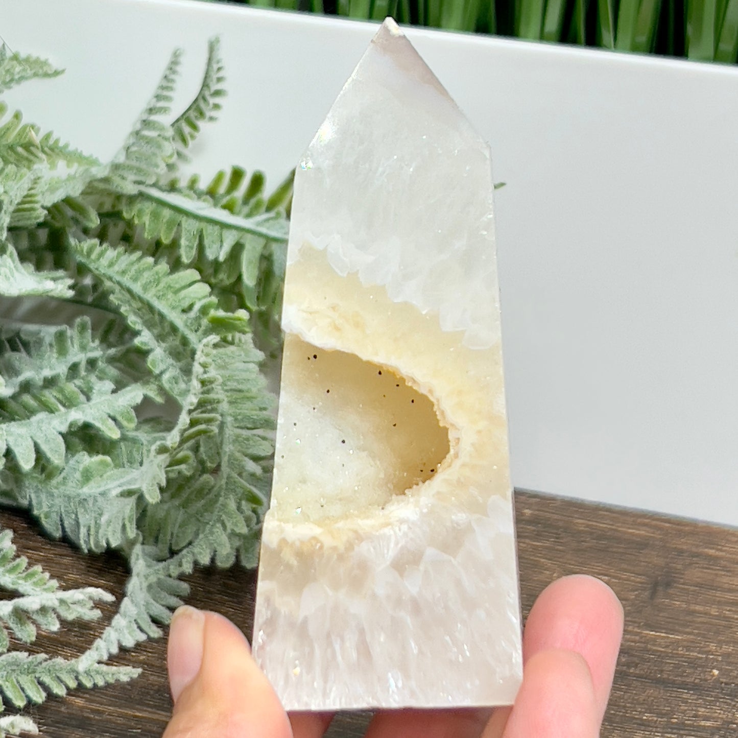 Agate Tower Point Druzy Healing Crystal Generator 223g 98mm