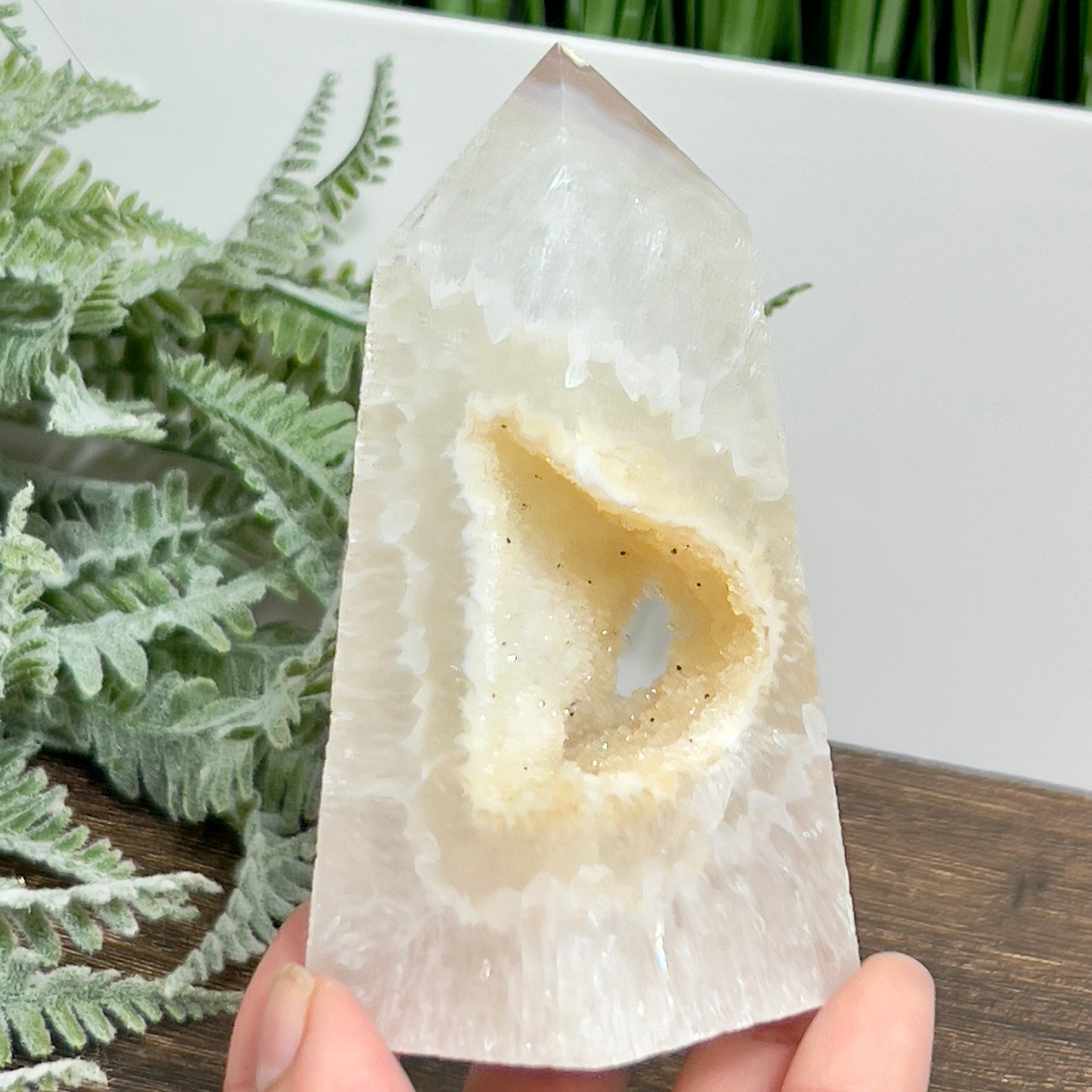 Agate Tower Point Druzy Healing Crystal Generator 223g 98mm