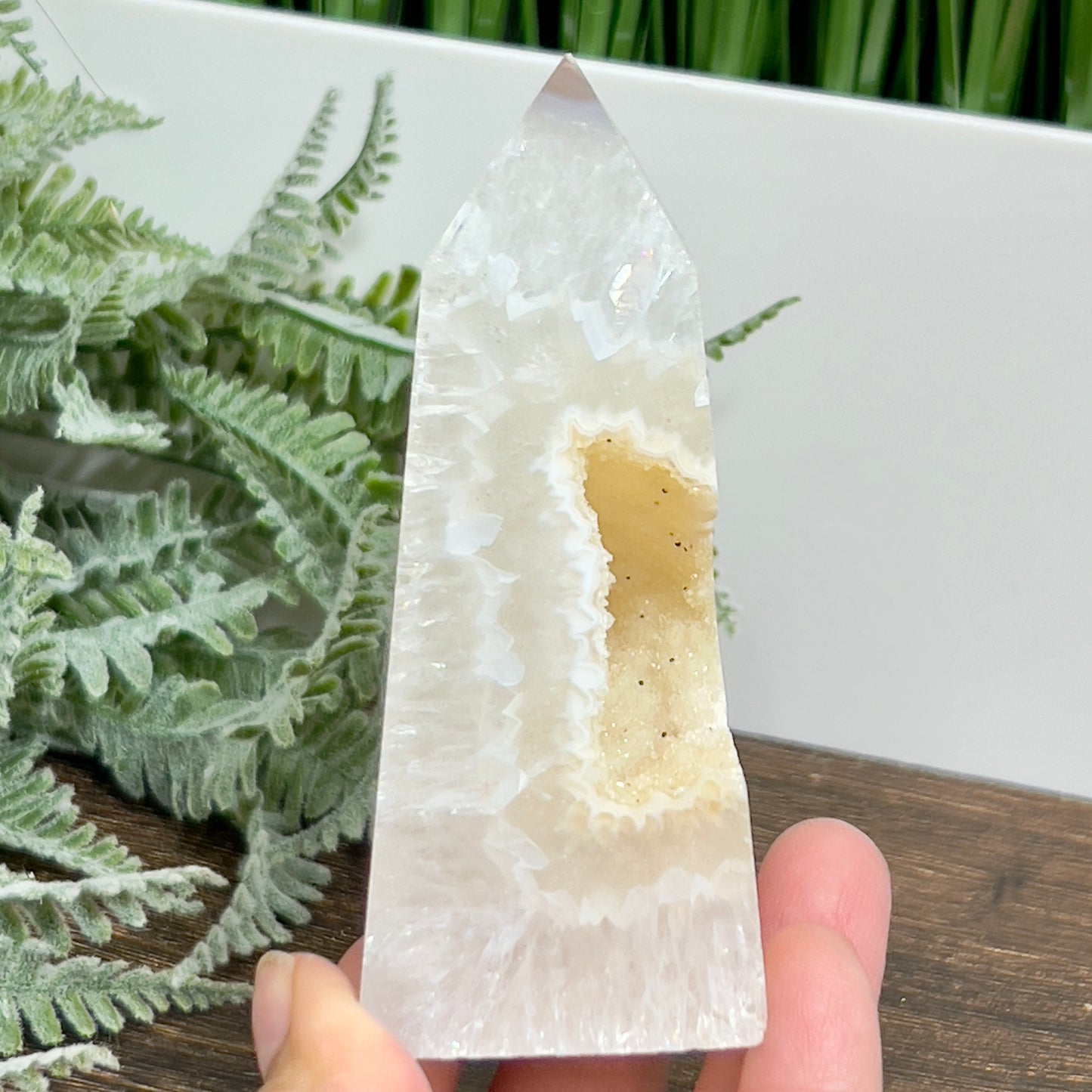 Agate Tower Point Druzy Healing Crystal Generator 223g 98mm
