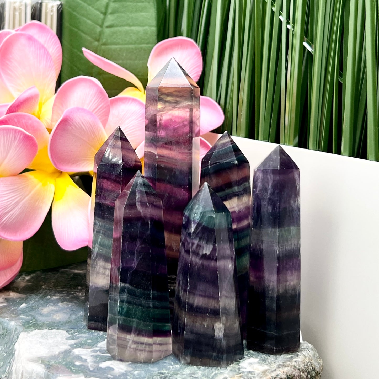 Rainbow Fluorite Points Towers Crystal Generators YOU CHOOSE