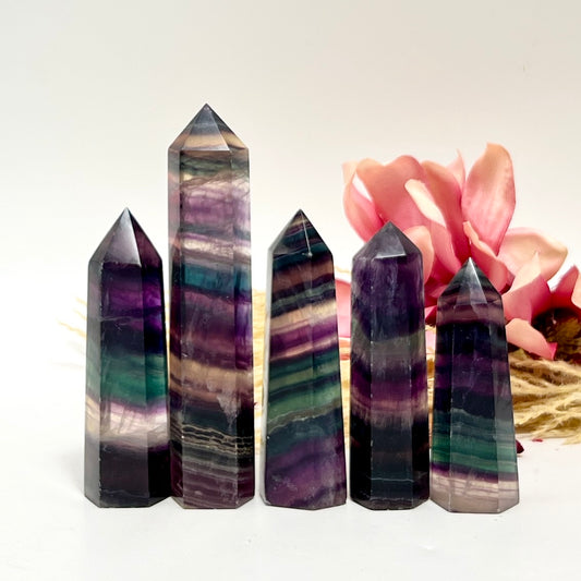 Rainbow Fluorite Points Towers Crystal Generators YOU CHOOSE