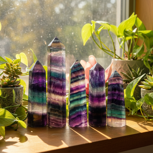 Rainbow Fluorite Points Towers Crystal Generators YOU CHOOSE