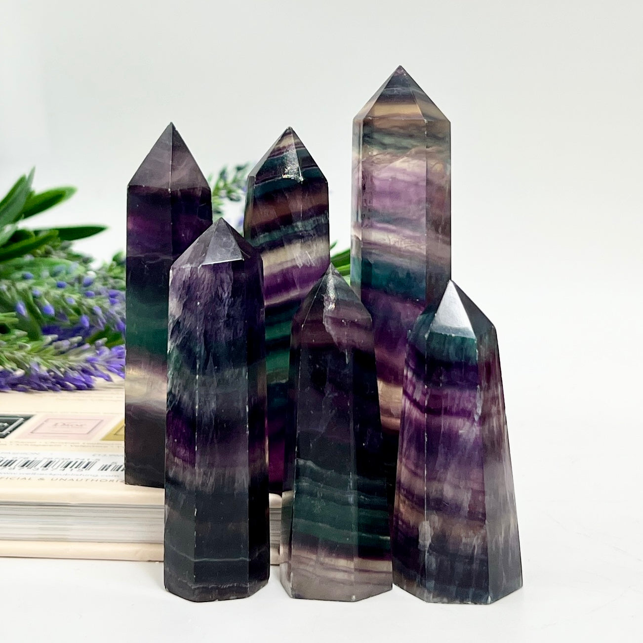 Rainbow Fluorite Points Towers Crystal Generators YOU CHOOSE