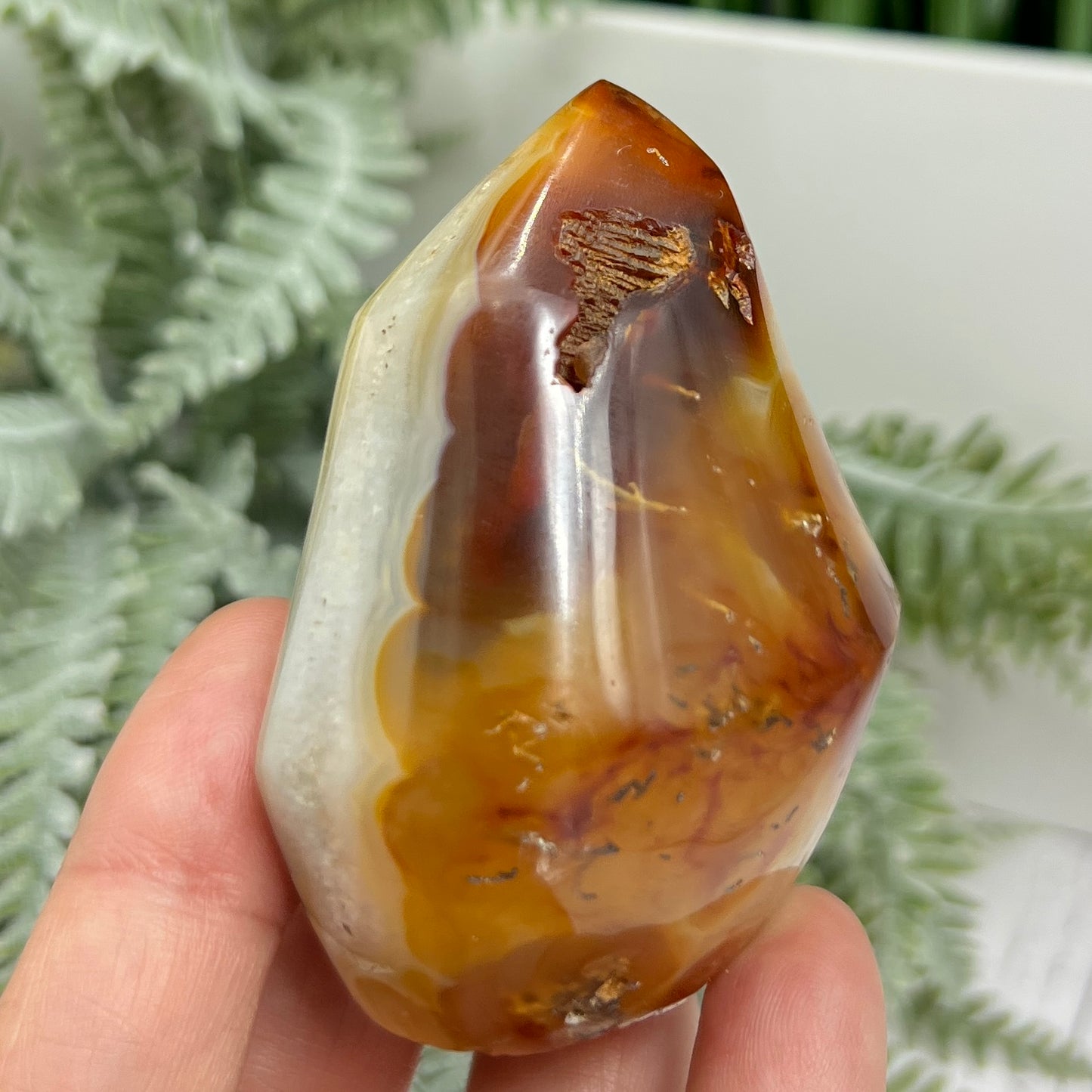Carnelian Flame Stone of Endurance Motivation Healing Crystal Carving 176g