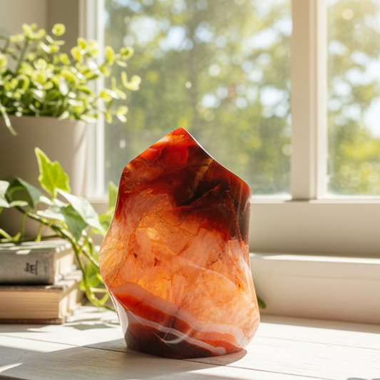 Carnelian Flame Stone of Endurance Motivation Healing Crystal Carving 302g