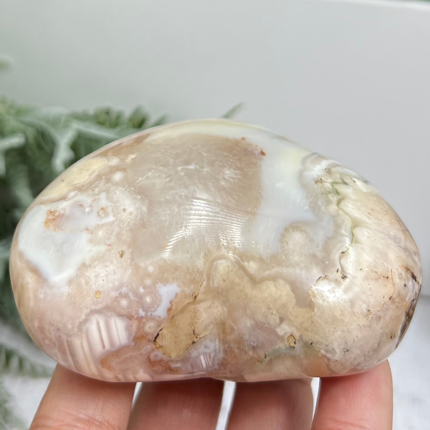Flower Agate Heart Large Healing Crystal Carving 324g