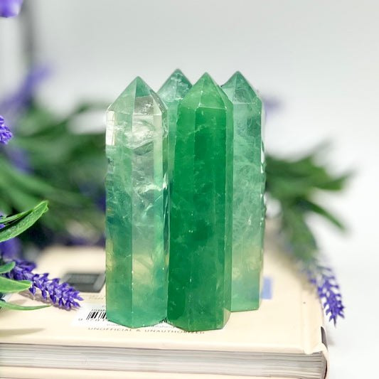 Green Fluorite Points Towers Translucent Crystal Generators YOU CHOOSE