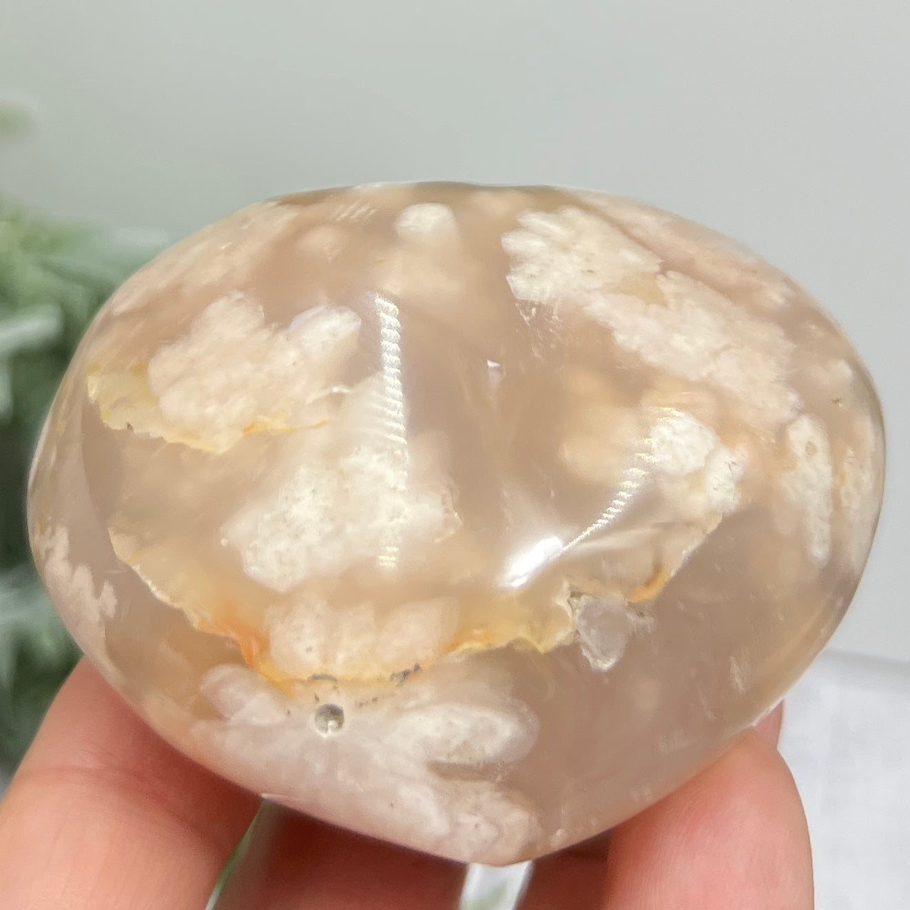 Flower Agate Heart Healing Crystal Carving 184g