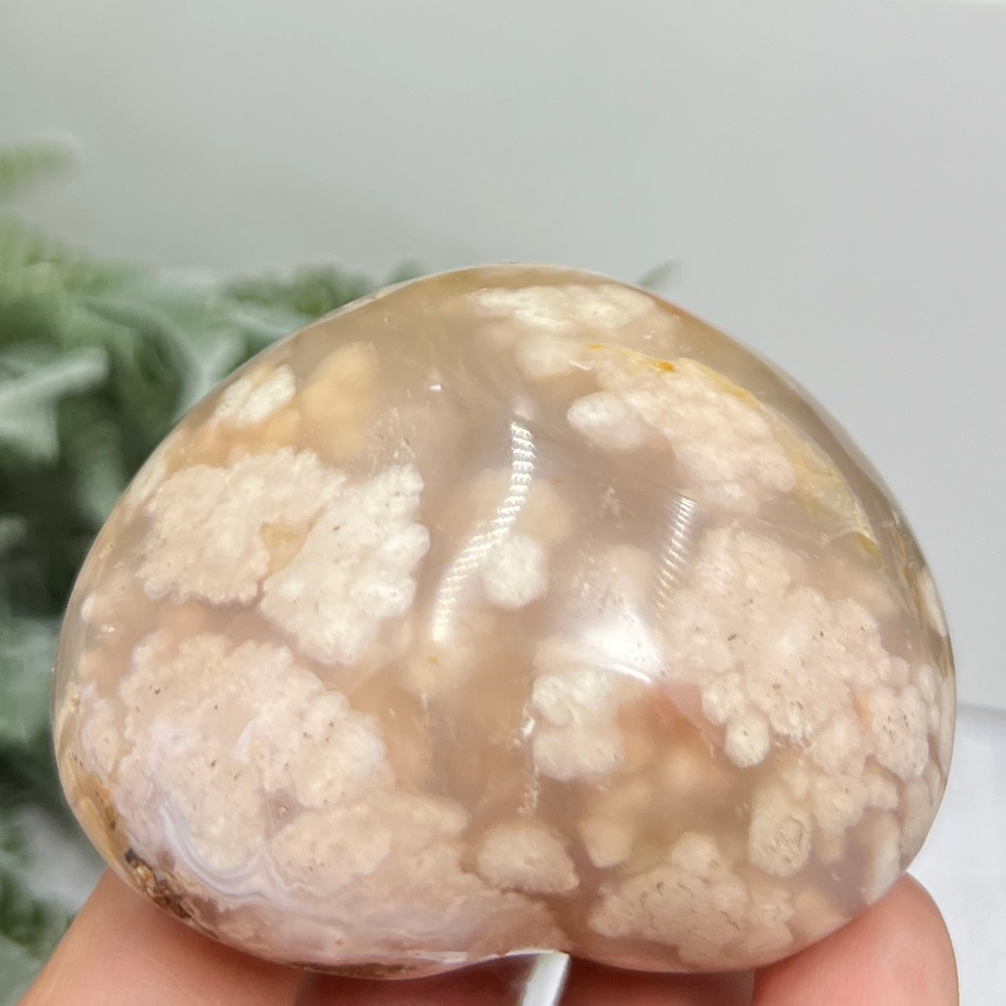 Flower Agate Heart Healing Crystal Carving 184g