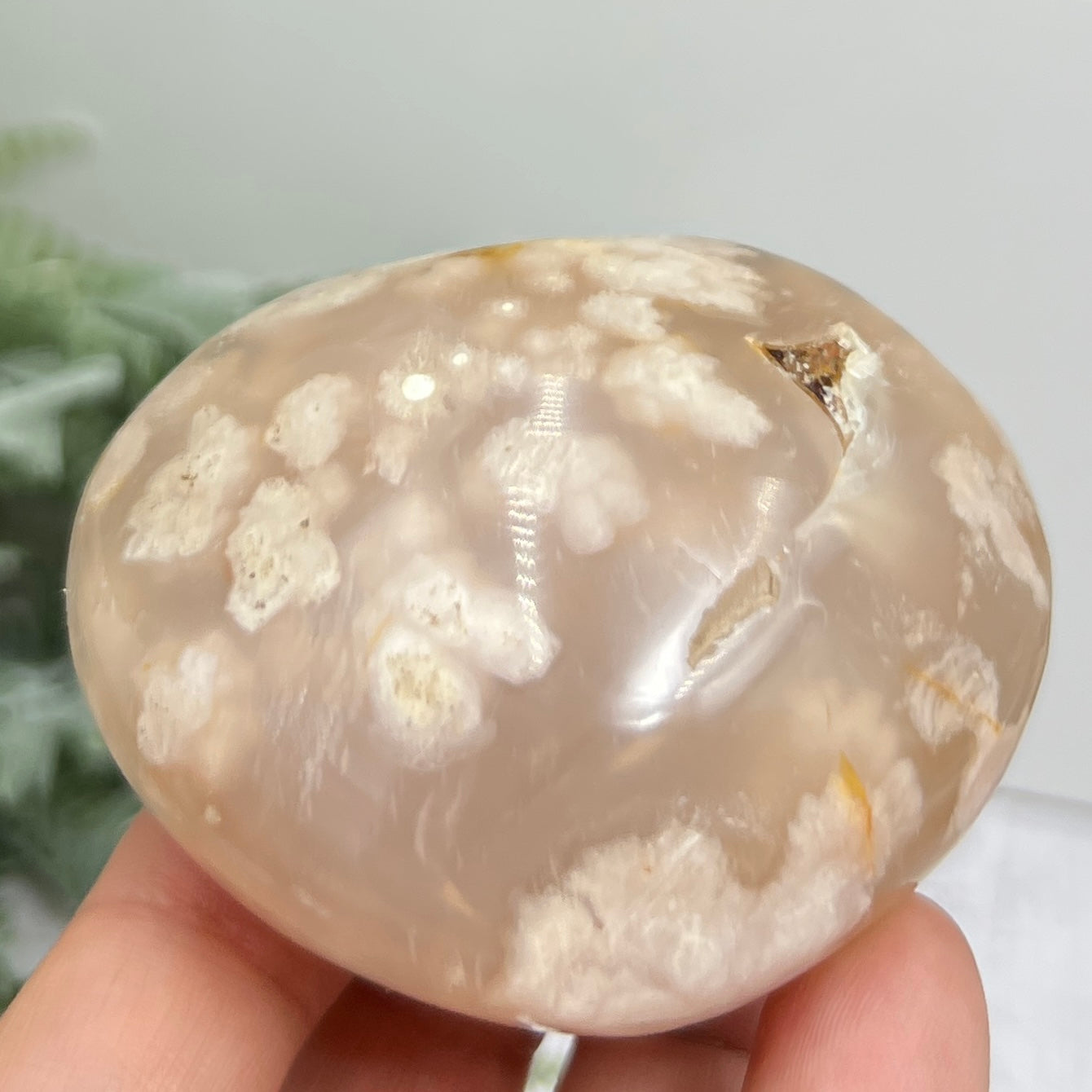 Flower Agate Heart Healing Crystal Carving 184g
