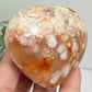 Flower Agate Heart Healing Crystal Carving 190g