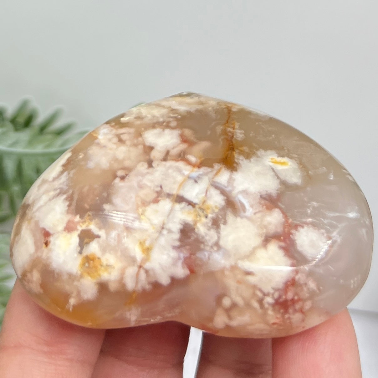 Flower Agate Heart Healing Crystal Carving 100g