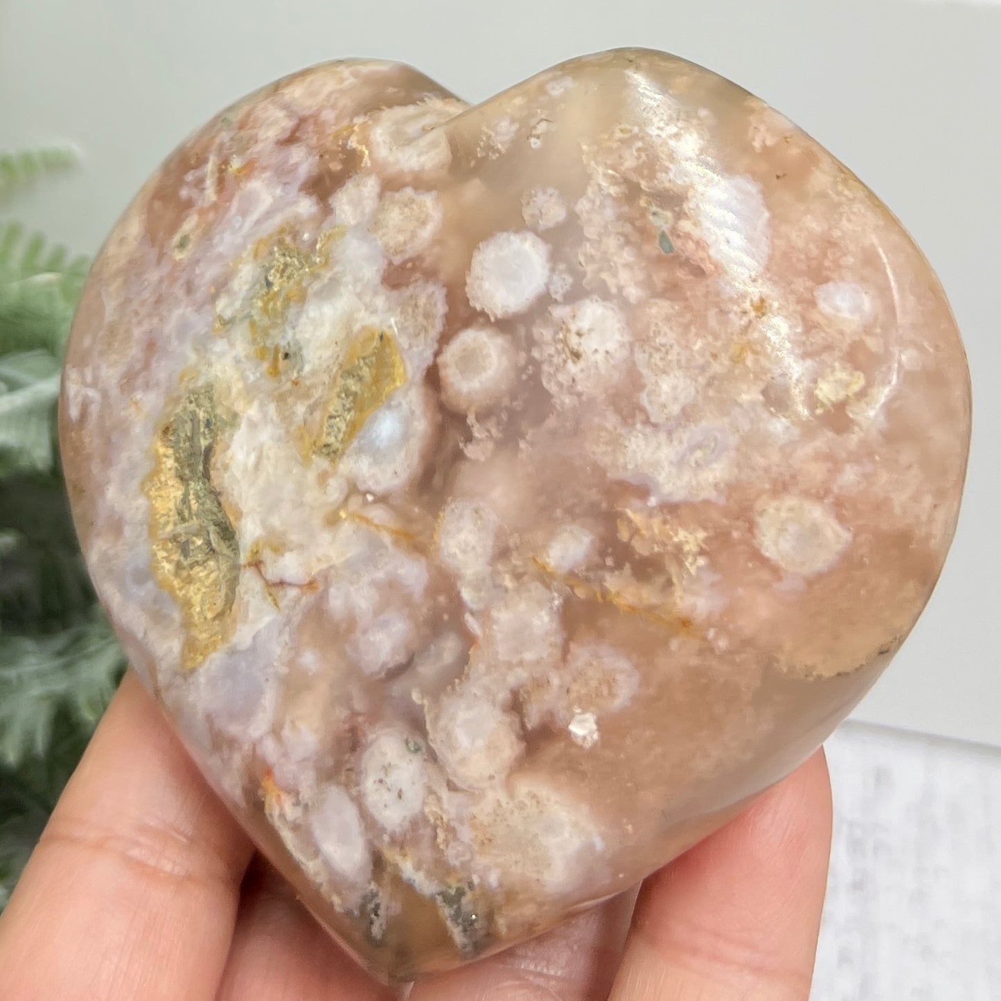 Flower Agate Heart Large Healing Crystal Carving 290g