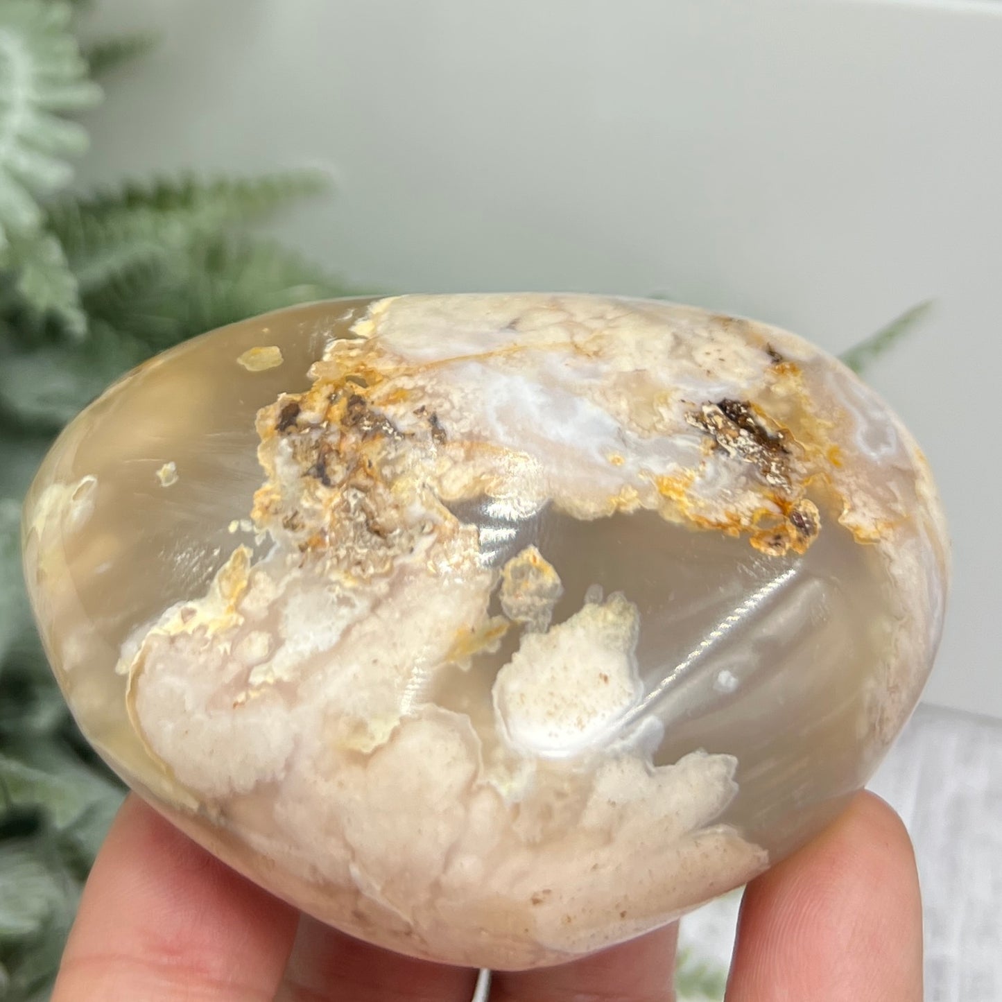Flower Agate Heart Healing Crystal Carving 252g