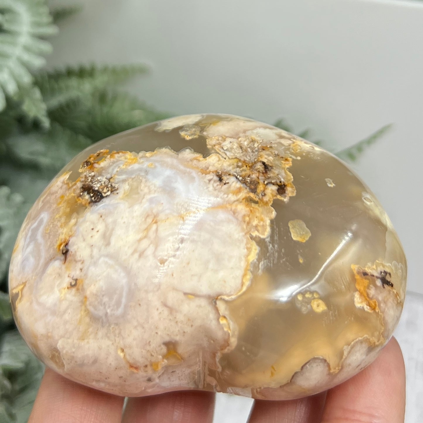 Flower Agate Heart Healing Crystal Carving 252g