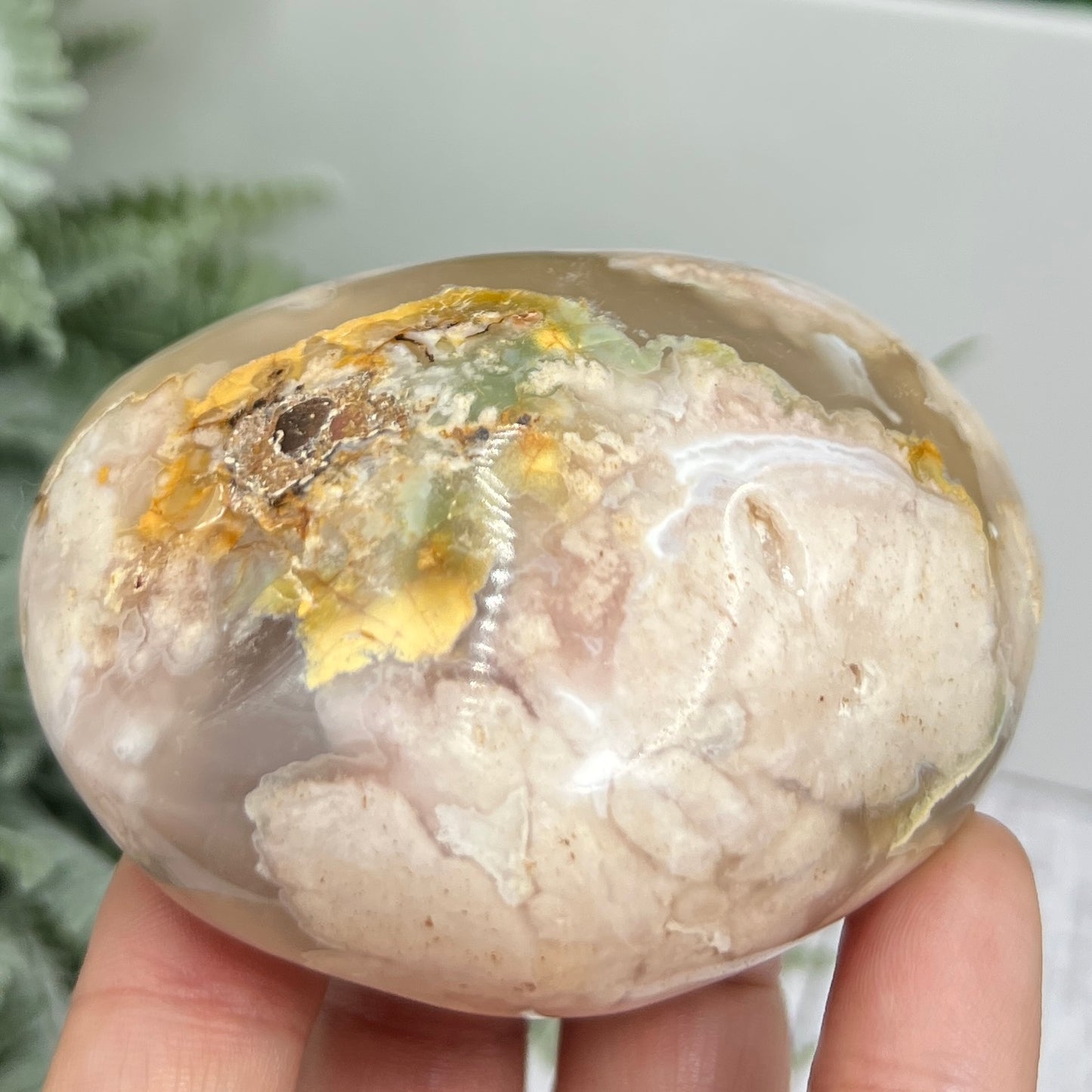 Flower Agate Heart Healing Crystal Carving 252g
