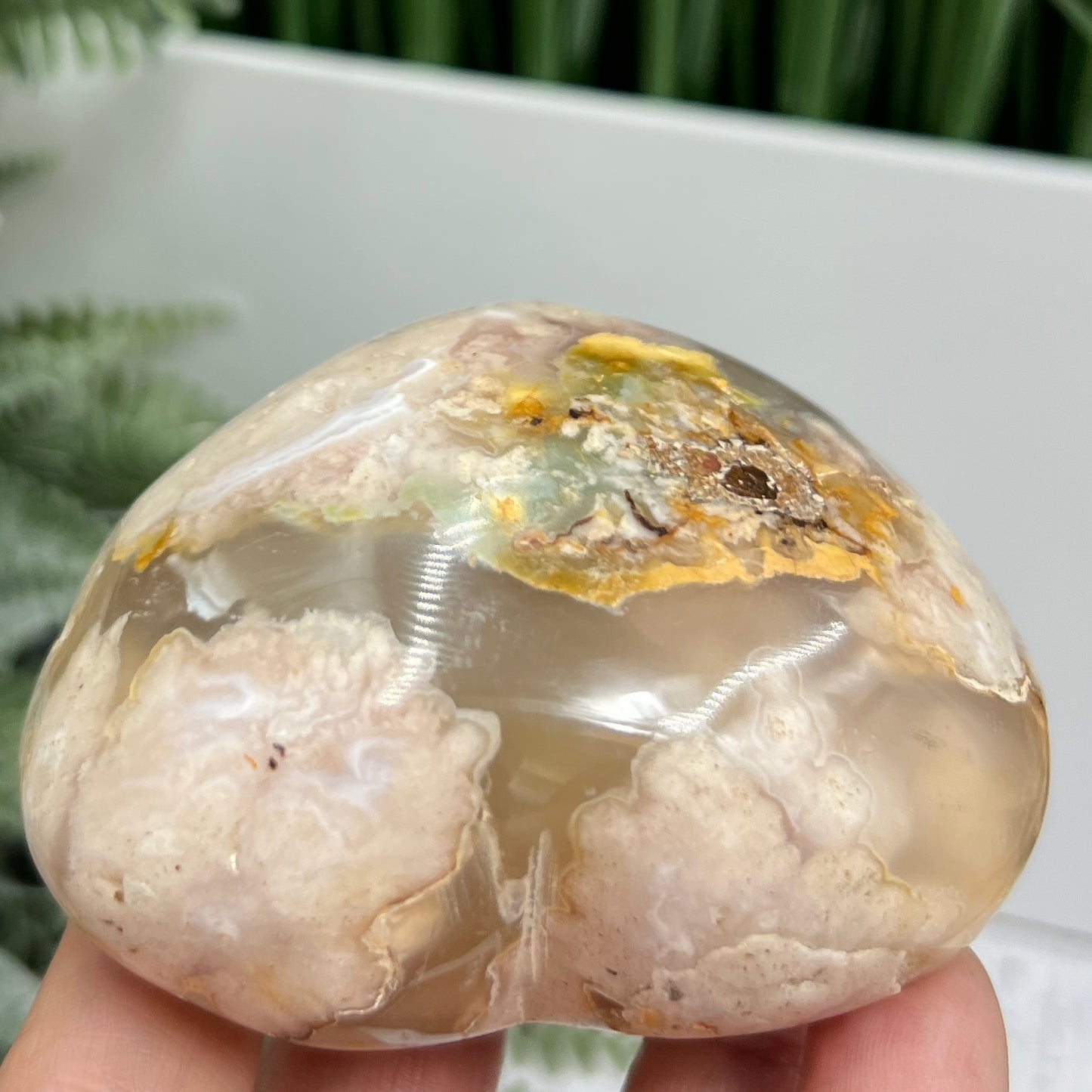 Flower Agate Heart Healing Crystal Carving 252g