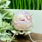 Pink Amethyst Flower Agate Dendritic Quartz Sphere Crystal Ball 488g 71mm