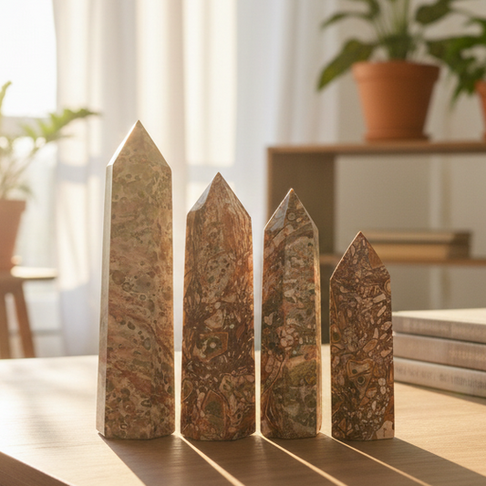 Leopardskin Jasper Points Crystal Generators YOU CHOOSE