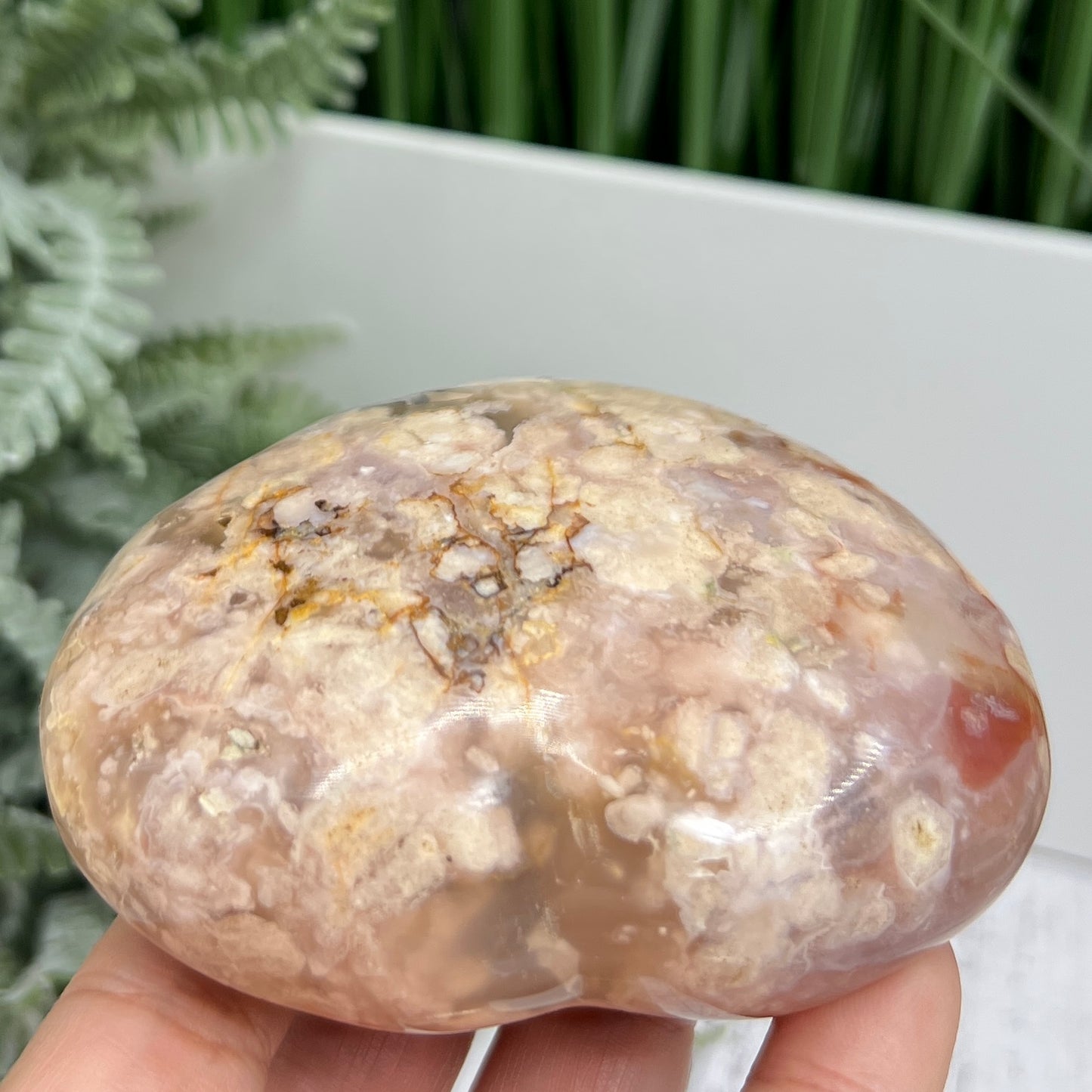 Flower Agate Heart Large Healing Crystal Carving 324g
