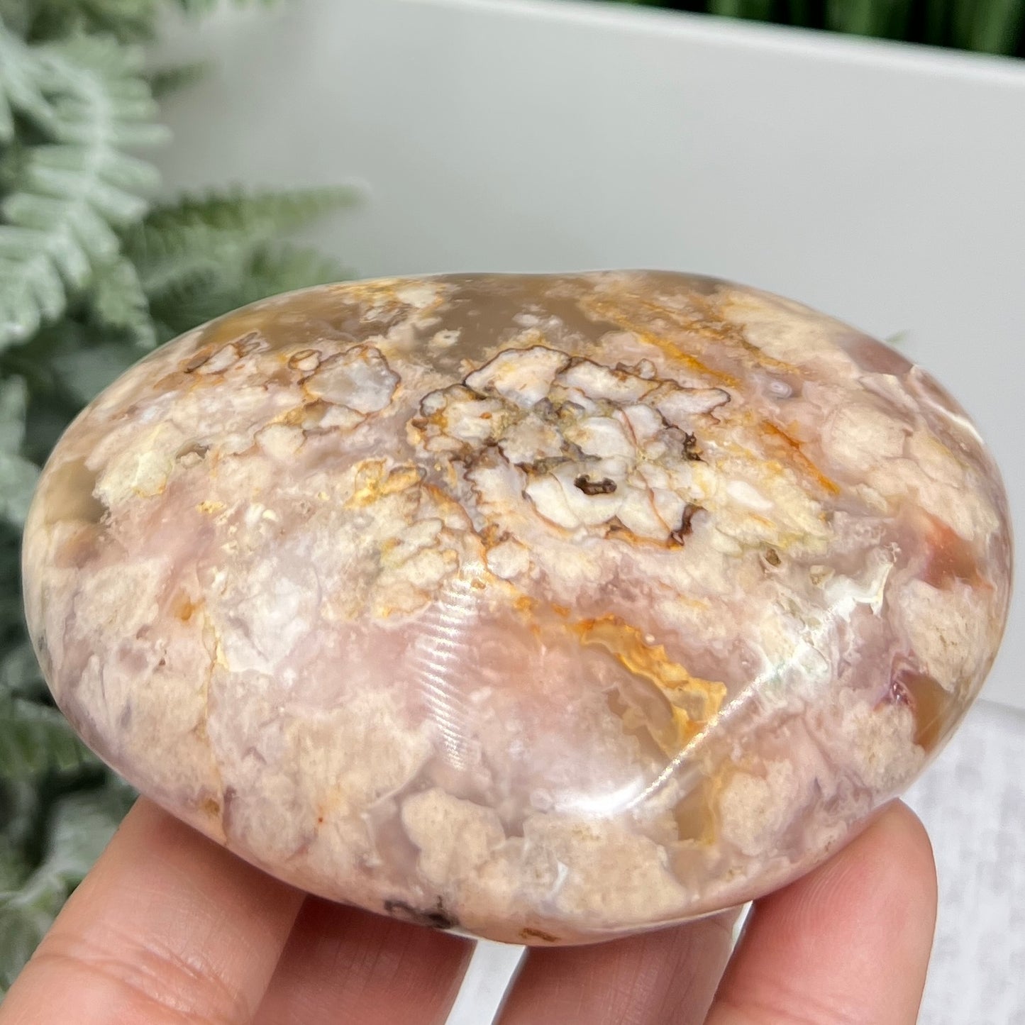 Flower Agate Heart Large Healing Crystal Carving 324g