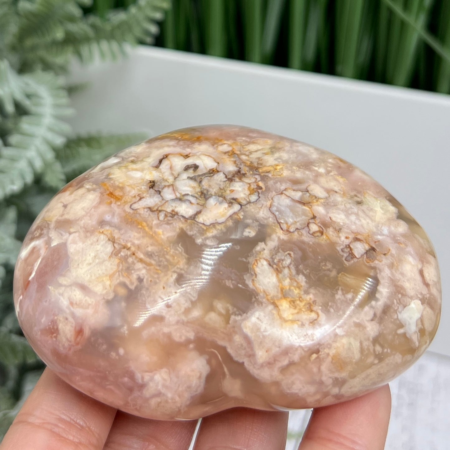 Flower Agate Heart Large Healing Crystal Carving 324g