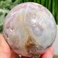 Pink Amethyst Flower Agate Dendritic Quartz Sphere Crystal Ball 488g 71mm