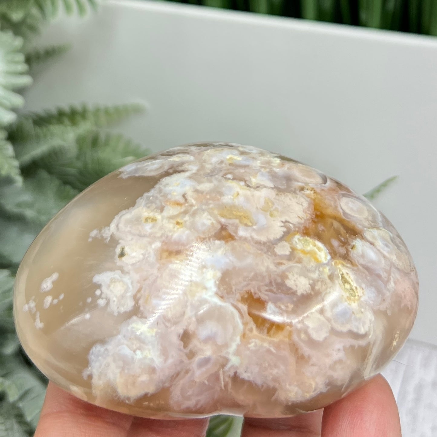 Flower Agate Heart Healing Crystal Carving 234g