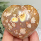 Red Flower Agate Heart Healing Crystal Carving 166g