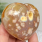 Red Flower Agate Heart Healing Crystal Carving 166g