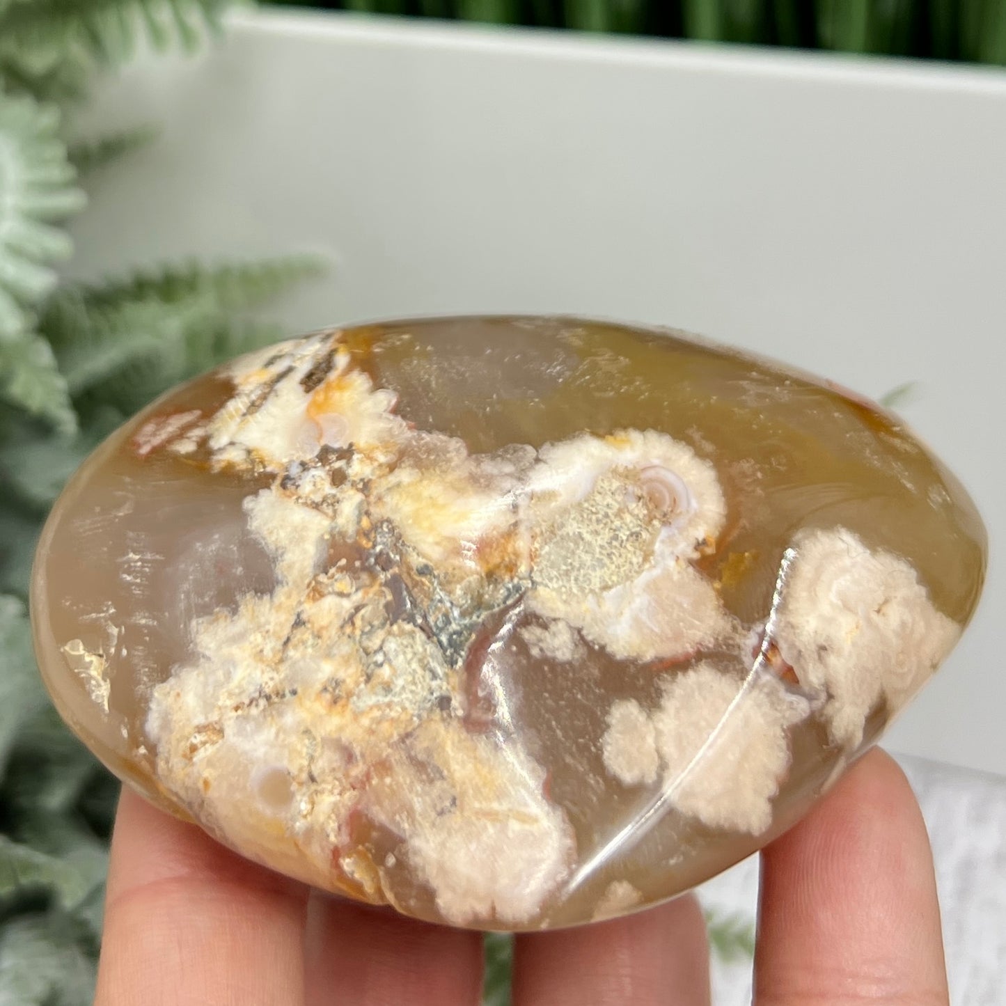 Flower Agate Heart Large Healing Crystal Carving 264g