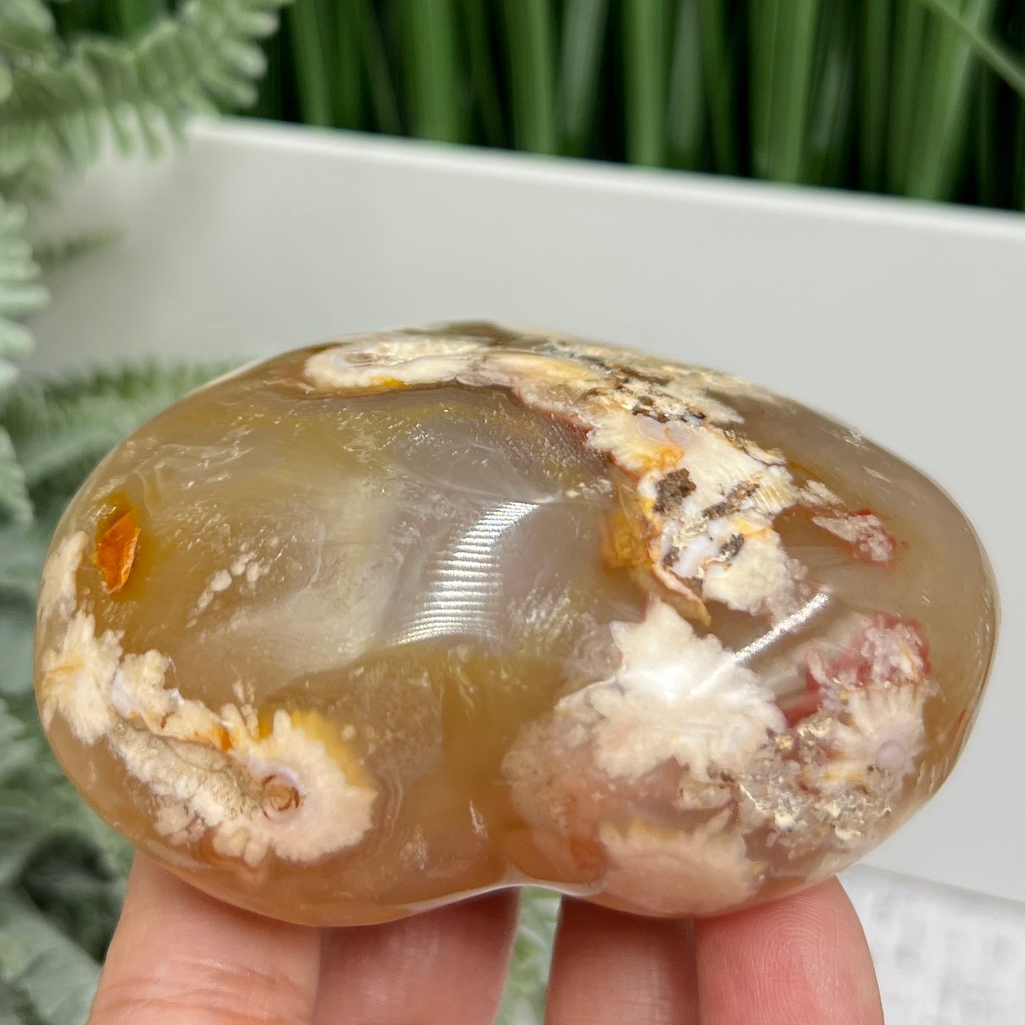 Flower Agate Heart Large Healing Crystal Carving 264g