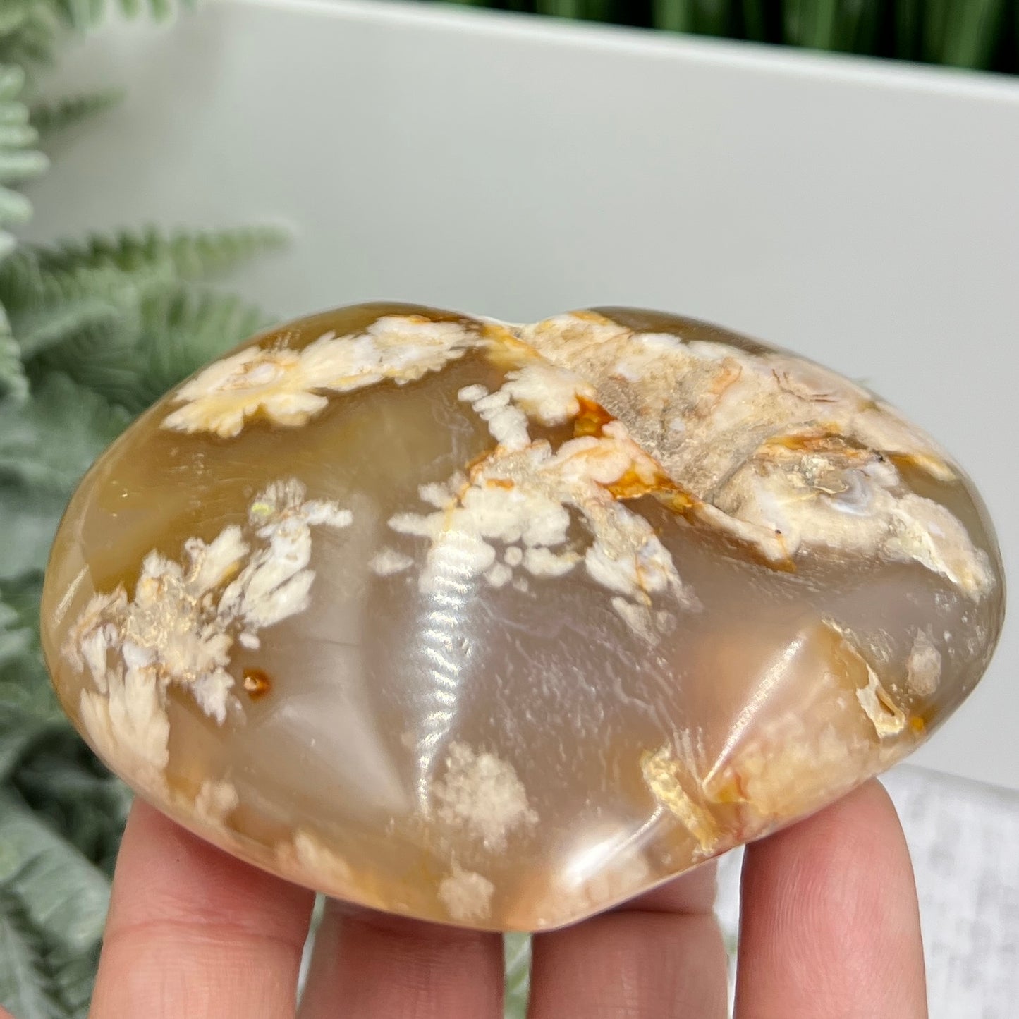 Flower Agate Heart Large Healing Crystal Carving 264g