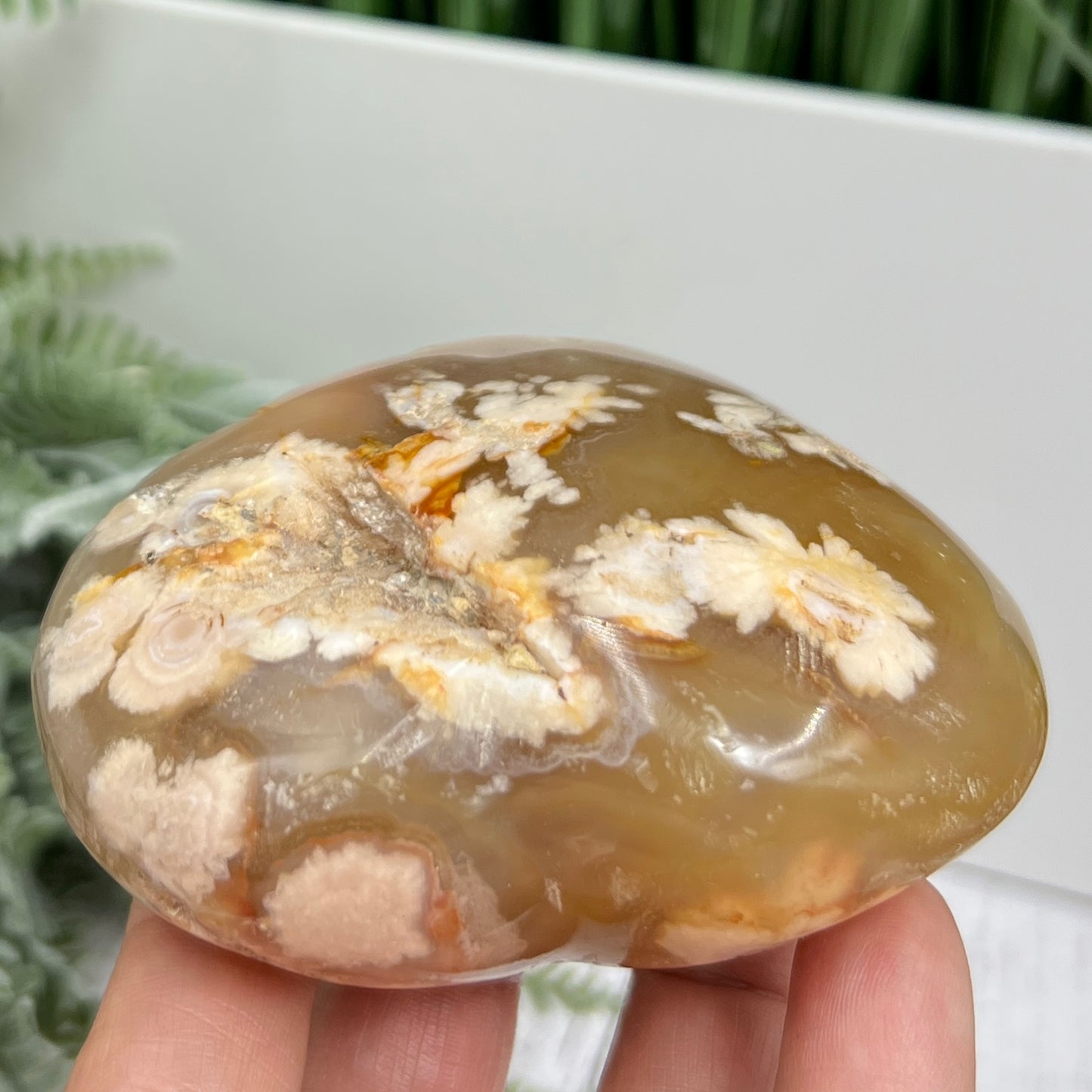 Flower Agate Heart Large Healing Crystal Carving 264g