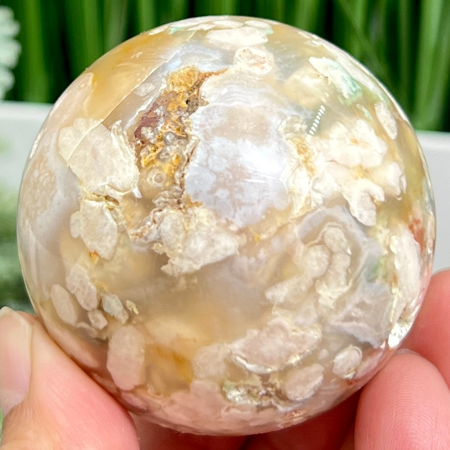 Flower Agate Sphere Healing Crystal Ball 224g 55mm