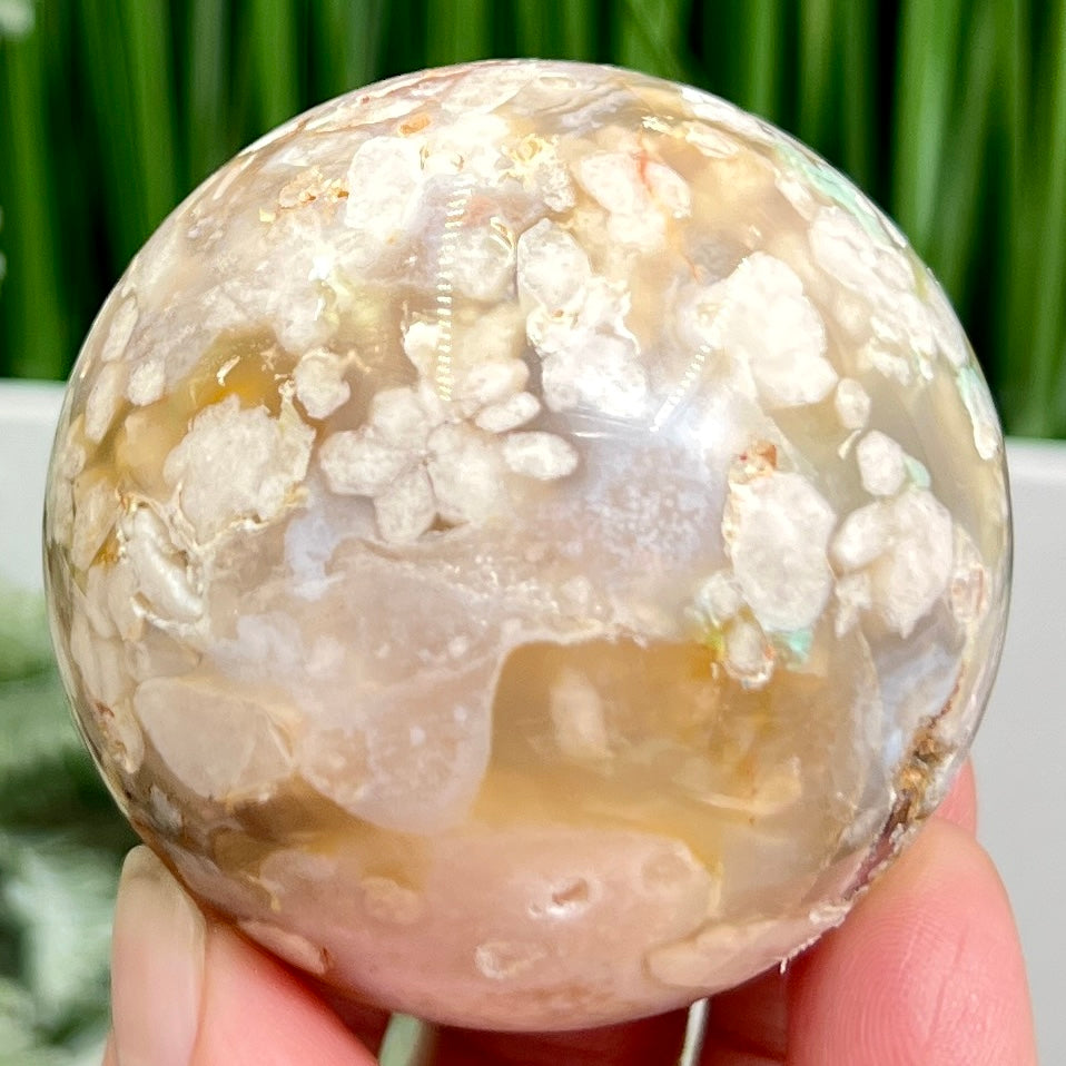 Flower Agate Sphere Healing Crystal Ball 224g 55mm