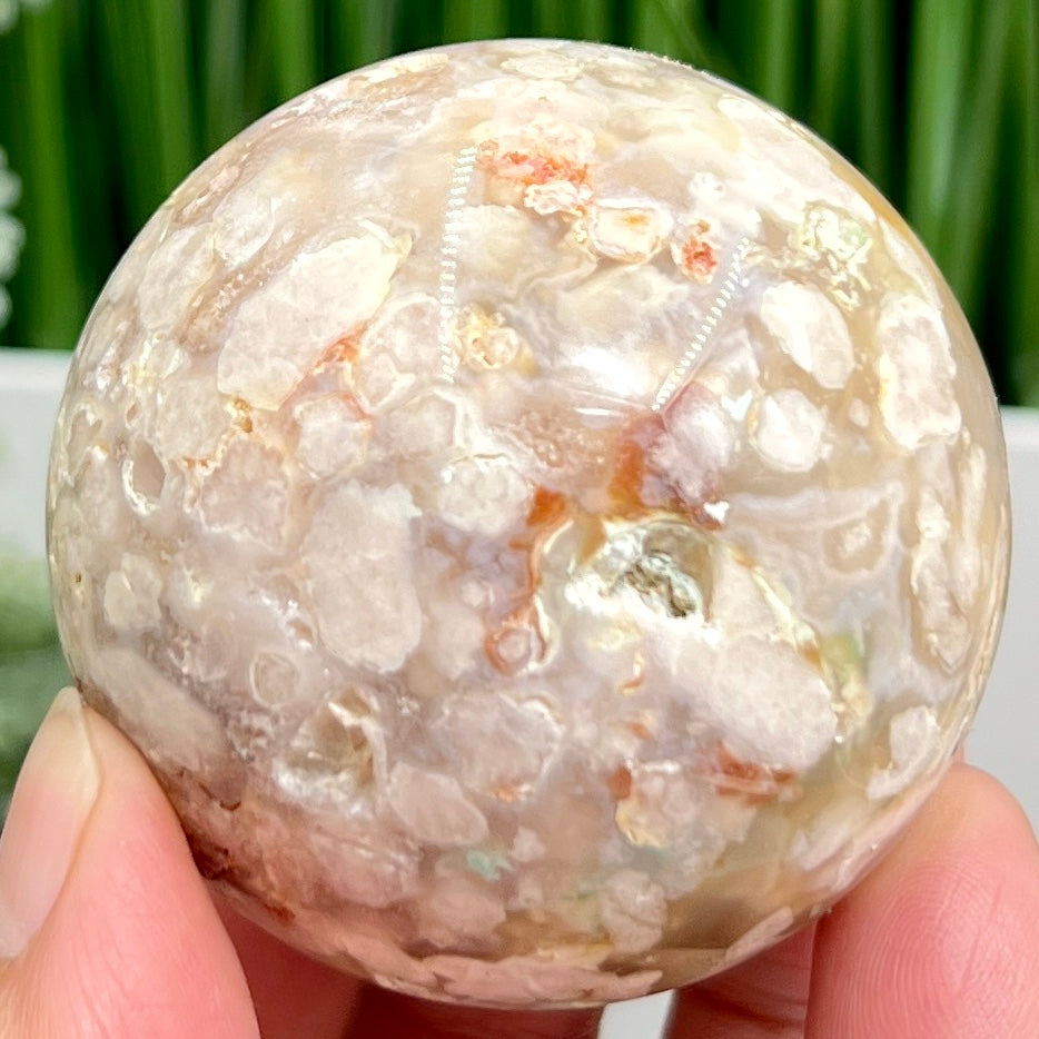 Flower Agate Sphere Healing Crystal Ball 224g 55mm