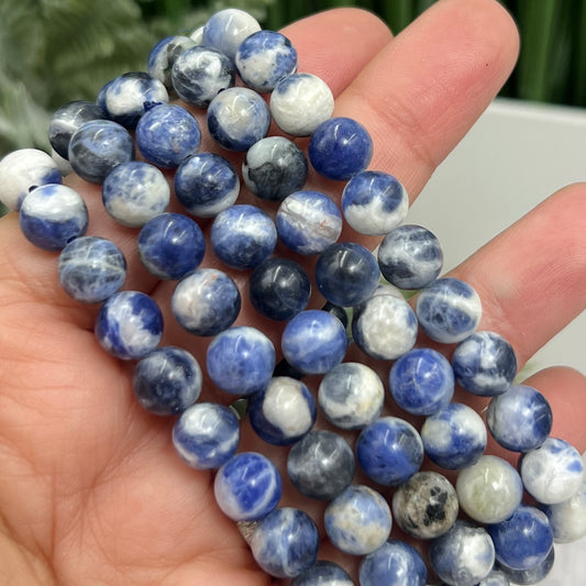 Blue Sodalite Bracelet Elastic Gemstone Jewellery Crystals 7mm Beads 16cm