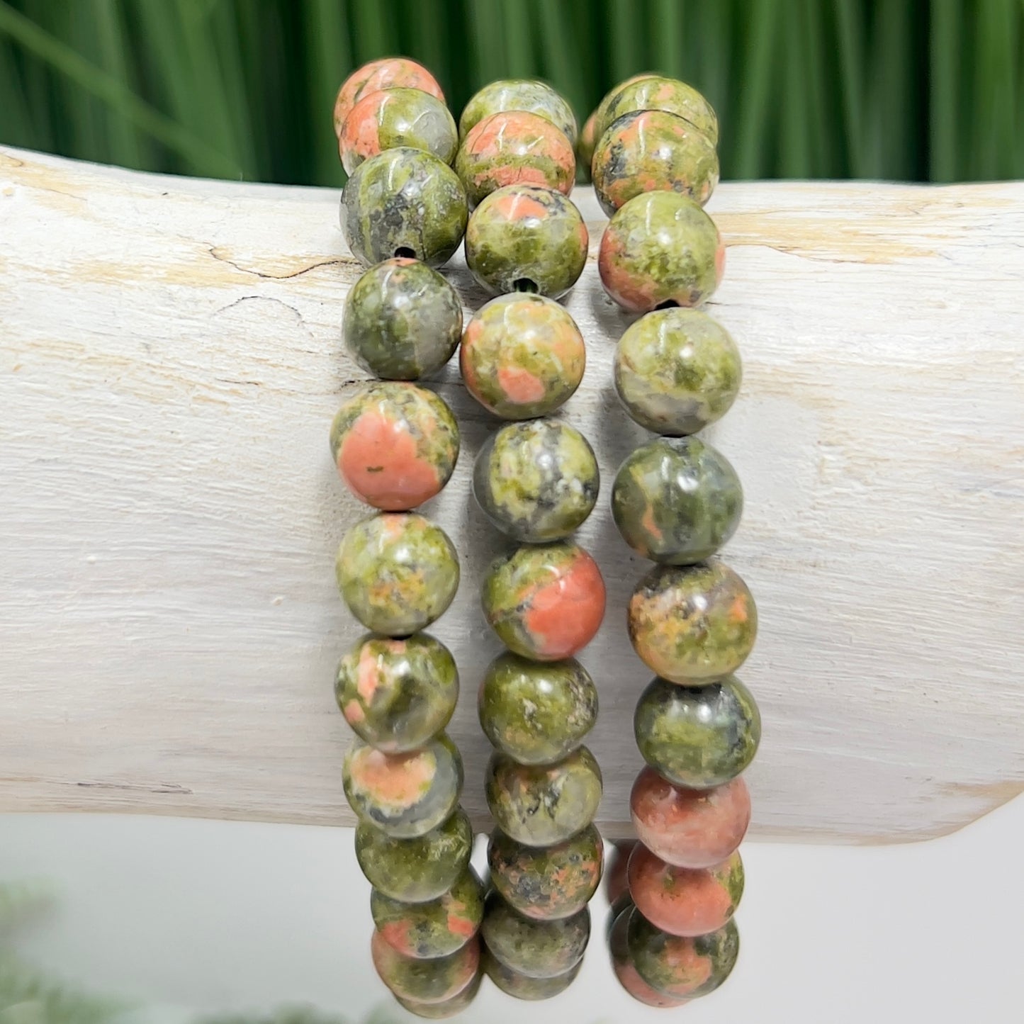 Unakite Bracelet Elastic Gemstone of Vision Jewellery Crystals 8mm Beads 16cm