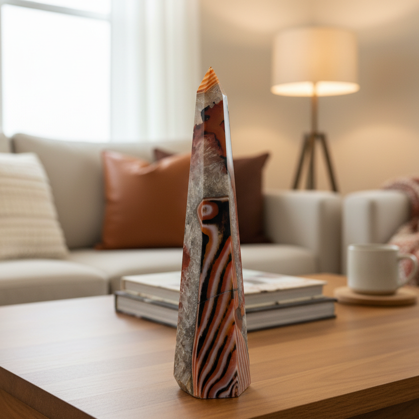 Sardonyx Red Onyx Quartz Tower Healing Crystal Generator 173g 146mm