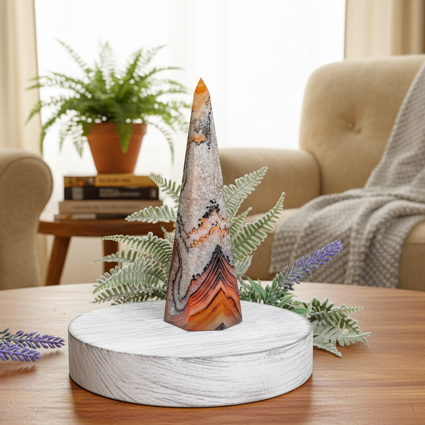 Sardonyx Red Onyx Quartz Tower Healing Crystal Generator 261g 156mm